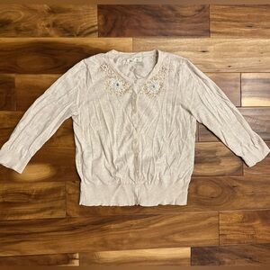 Old Navy Cream Cardigan Sweater with Beading size Large